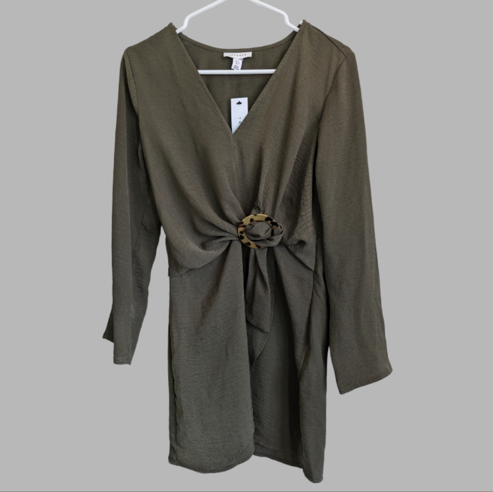 NEW / NWT - TOPSHOP faux wrap Dress in Green
